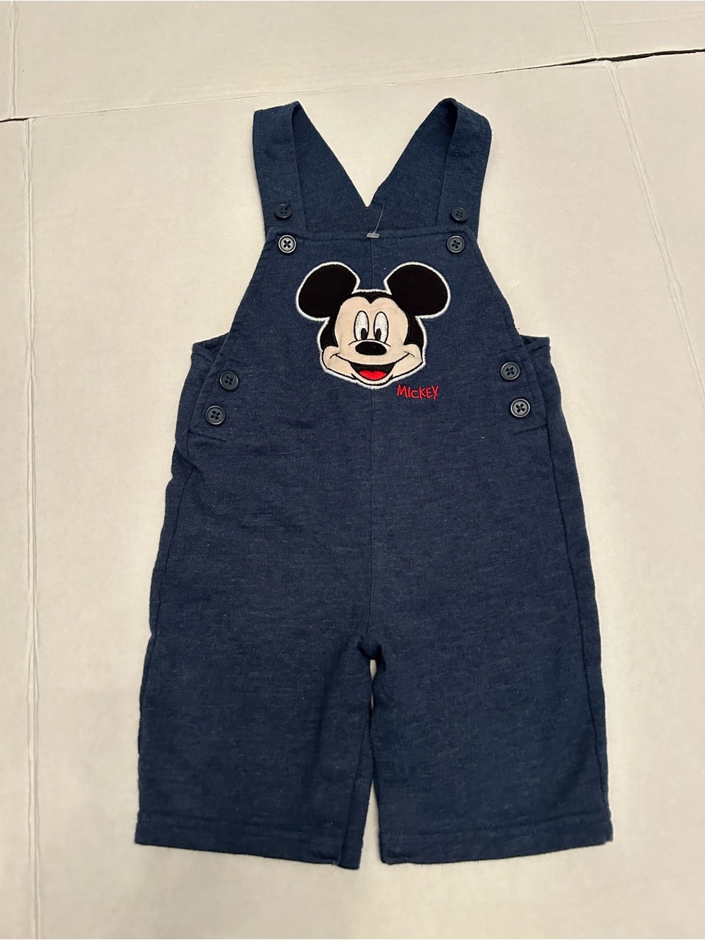 Disney Navy Mickey Mouse Embroidered Overalls